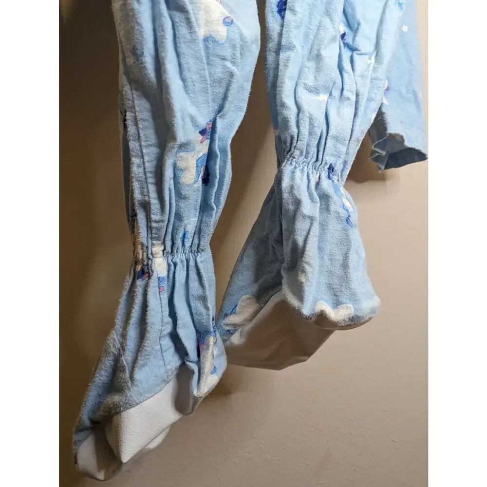 VTG Disney Adult Womens Light Blue Fuzzy Eeyore Clouds Footed Sleeper Pajamas L - Picture 6 of 8